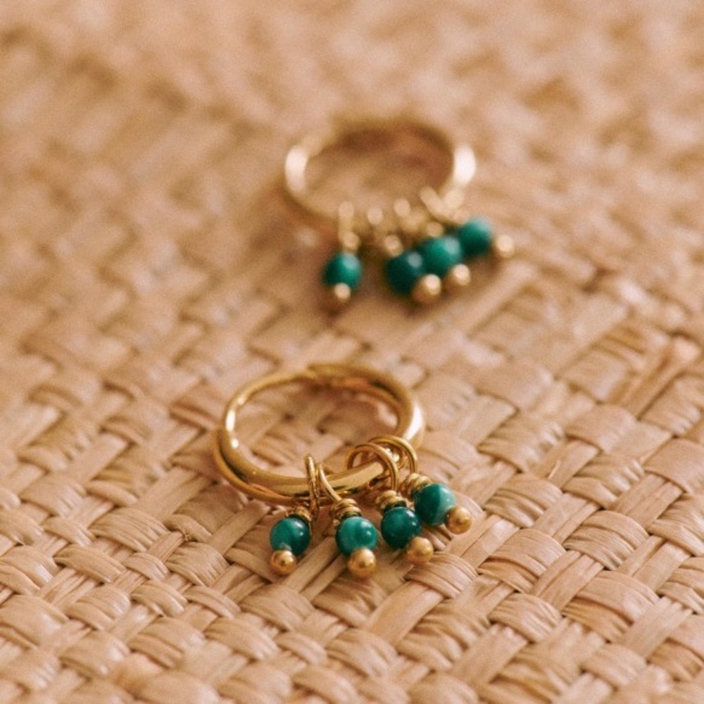 Sezane Gold Hoops with Teal Accents